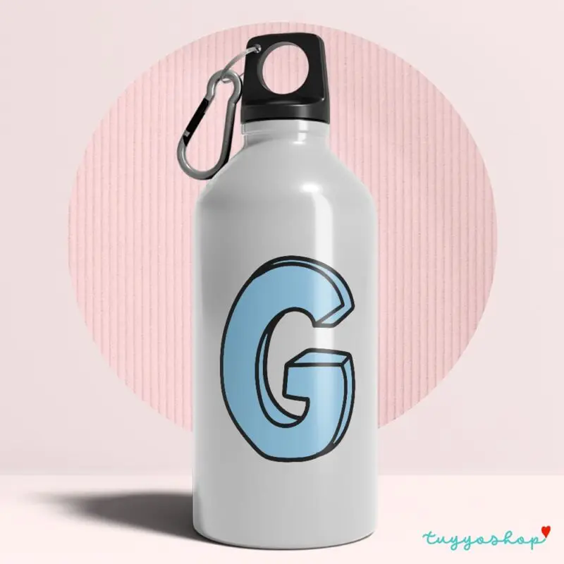 Bidón con inicial. Personalizado. Iniciales colors. Azul letra G