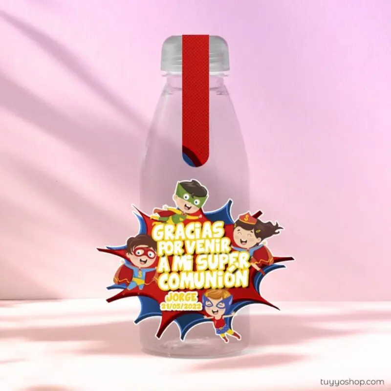 Botella reutilizable, llena de golosinas, personalizable, superhéroes - Imagen 2