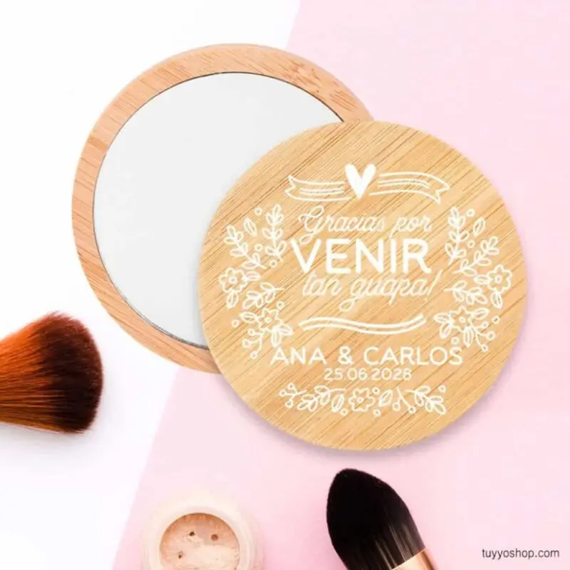 Espejo de boda personalizado, bambú. Gracias por venir tan guapa - Imagen 3