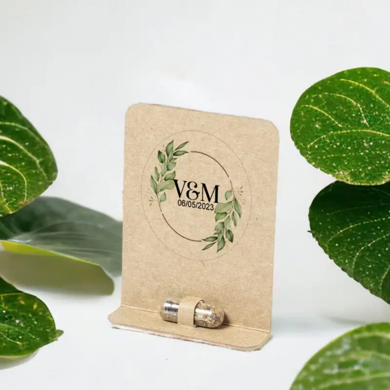 Cápsula de semillas flores silvestres. Personalizada, modelo green