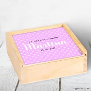 Juego de 3 en raya de madera personalizado modelo estrellas malvas 3 en raya personalizado comunion estrellas malvas2