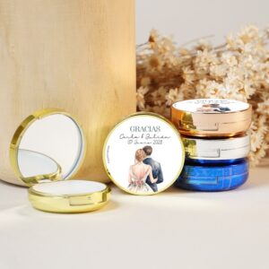 Bálsamo boda novios personalizado, espejo, recuerdo especial.