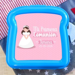 Fiambrera infantil personalizada, modelo Jimena, colores vivos, 450ml