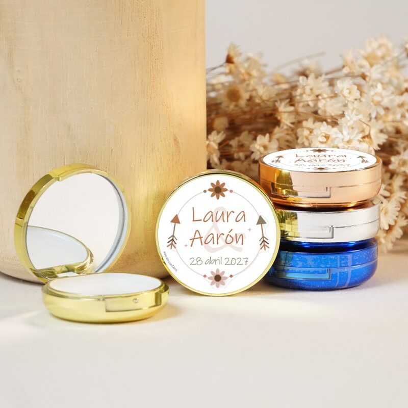 Labial boda flechas personalizado, espejo, recuerdo especial.