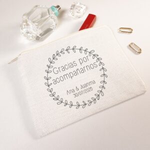 Neceser personalizado boda Gracias por, 20x15cm, tacto suave, recuerdo especial