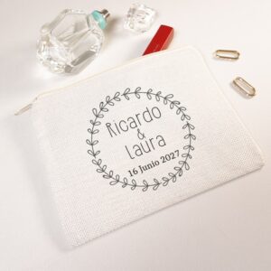 Neceser personalizado boda Jaén, 20x15cm, tacto suave, recuerdo especial