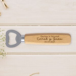 Abridor mango de madera Detalle de Boda. Personalizado.