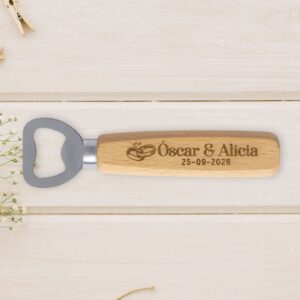 Abridor con mango de madera alianzas Detalles de boda