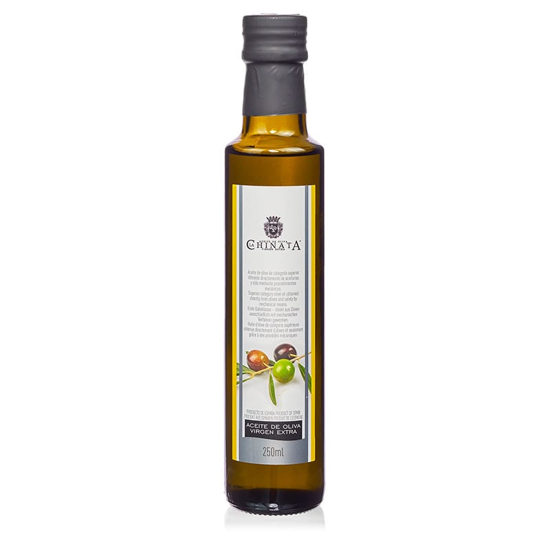 Botella aceite Oliva Virgen Extra. Cristal. 250ml. Detalles gourmet.