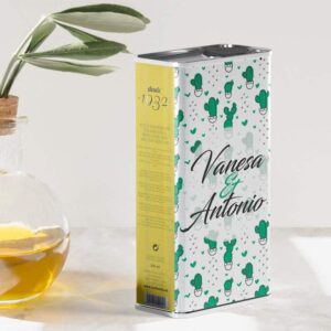 Lata de aceite de oliva para boda. Personalizada. Modelo Cactus. 250ml
