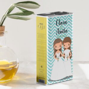Lata de aceite de oliva para boda. Personalizada. Modelo Ellas. 250ml