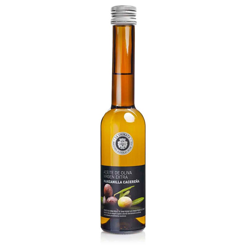 Botella de aceite monovarietal. AOVE. Manzanilla Cacereña. 250ml