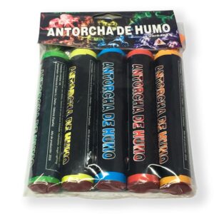 Pack de 5 antorchas de humo. 60 segundos. 5 colores.