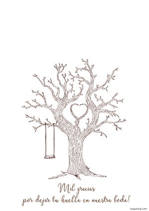 Arbol de huellas para boda. Descarga gratuita.