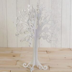 Árbol joyero buenos deseos. Madera en color blanco. 40cm.