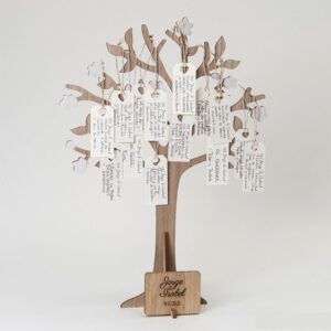 Árbol joyero de los deseos con placa personalizada. 29x40cm