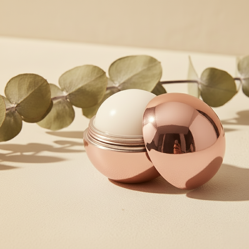 bálsamo labial. modelo esfera. 5 colores. 4cm diámetro. Color oro rosa