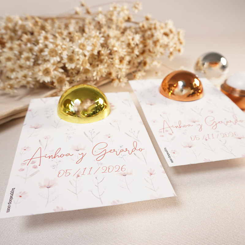 Bálsamo para boda personalizado, diseño algodón y tarjeta