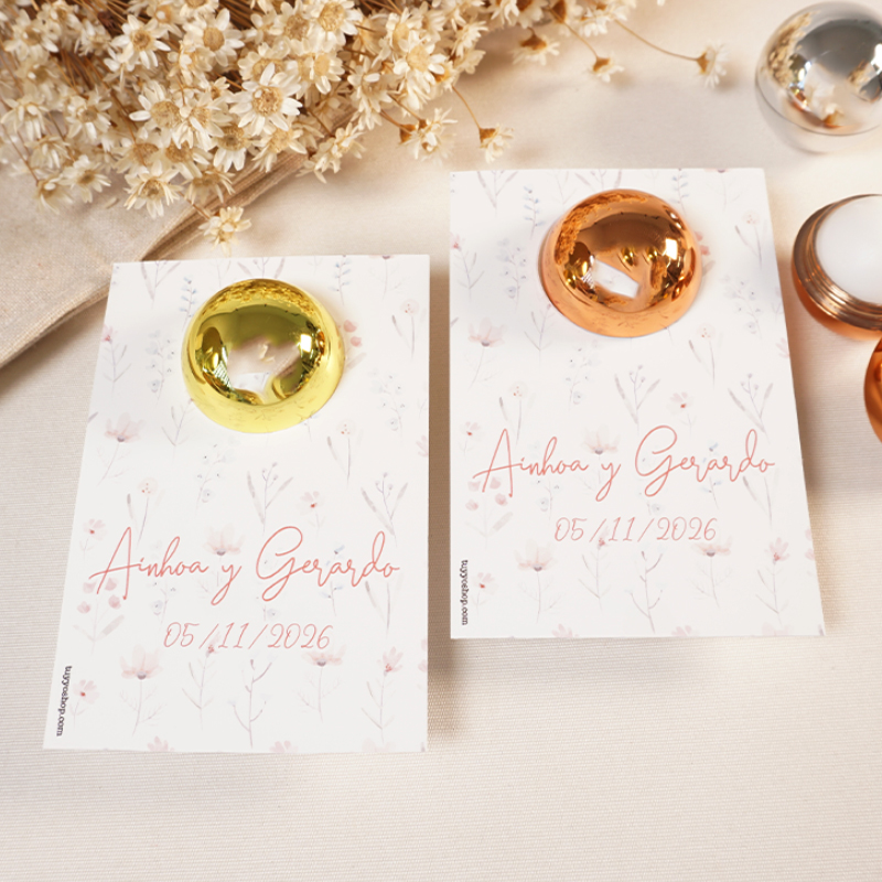 Bálsamo labial boda algodón personalizado con tarjeta, detalle original.