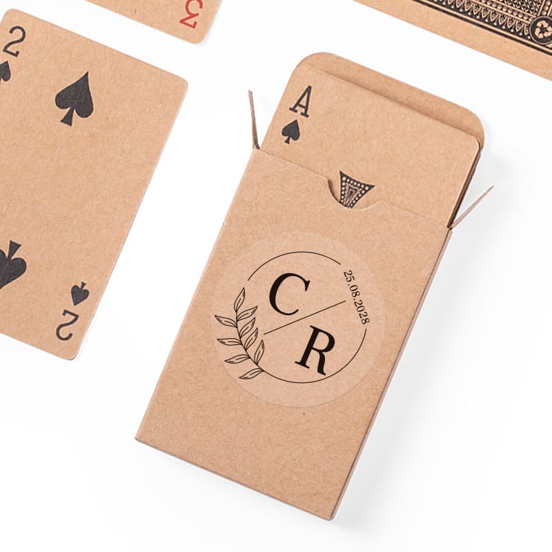 Baraja de póker con cartón reciclado. Personalizada. Modelo iniciales. baraja cartas poker personalizada