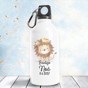 Bidón aluminio, personalizado para bautizo, 400ml, modelo Rey León