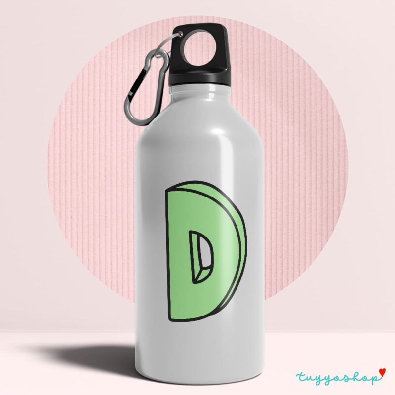 Bidón con inicial. Personalizado. Iniciales colors. Verde letra D