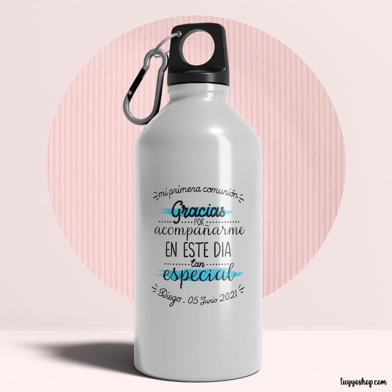 Bidón aluminio, personalizado para comunión, 400ml, modelo día especial