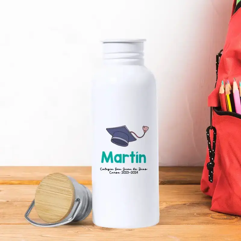 Bidón térmico retro con nombre para graduaciones
