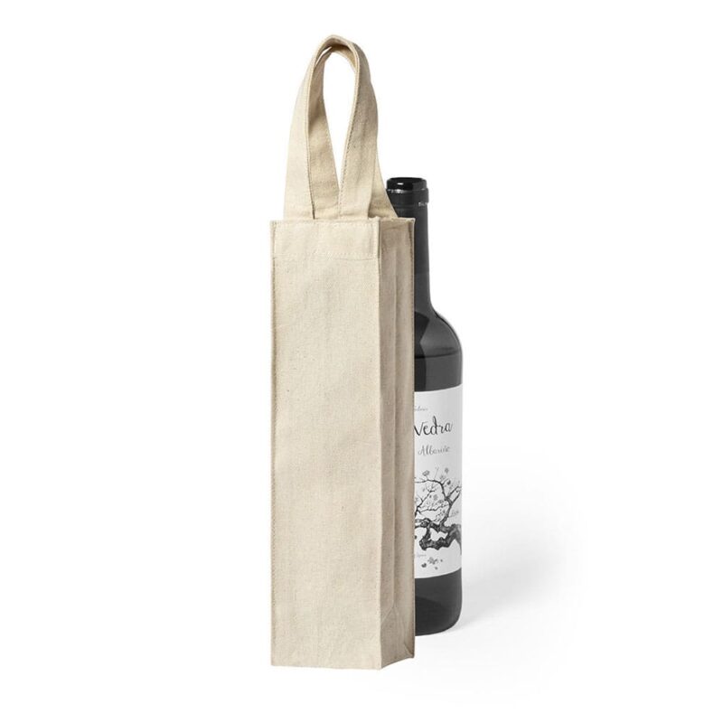 Bolsa natural cosida con asas bolsa canva para botella2