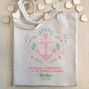 Bolsa personalizada para comunión. Modelo ancla.