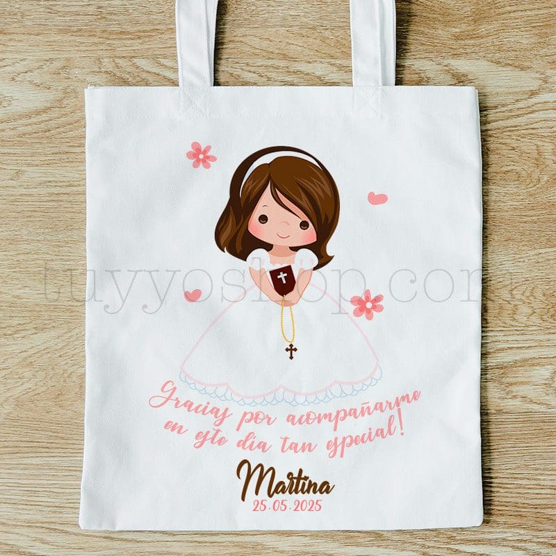 Bolsa personalizada para comunión. Modelo Chica. Detalles originales.