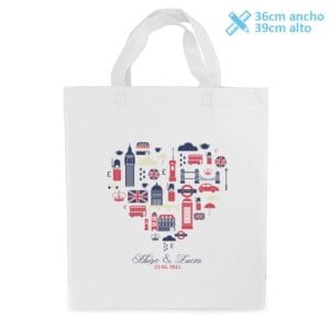 Bolsa personalizada para boda modelo London Heart