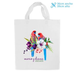 Bolsa personalizada para boda modelo Tropical Parrot