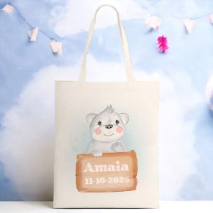 Bolsa personalizada para bautizo. Modelo Koala pizarra