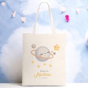 Bolsa personalizada para bautizo. Modelo planetas