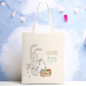 Bolsa personalizada para bautizo. Modelo Rabbit