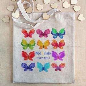 Bolsa personalizada para comunión. Modelo Butterfly Color