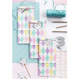 Pack 6 bolsas para regalo, modelo unicornio. Incluye pegatinas.