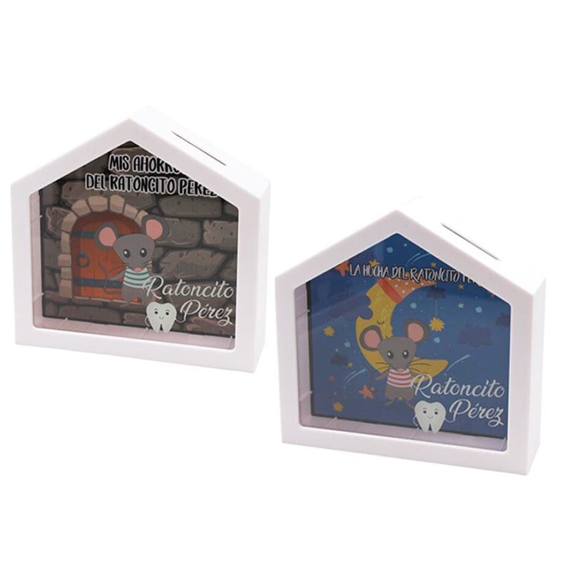 Bonita hucha infantil para regalo. Ratoncito 15x15x4.5cm