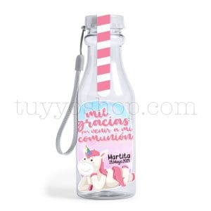 Botella reutilizable, llena de golosinas, personalizable, unicornio bote golosina comunion unicornio