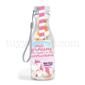 Botella reutilizable, llena de golosinas, personalizable, unicornio bote golosina comunion unicornio huevo