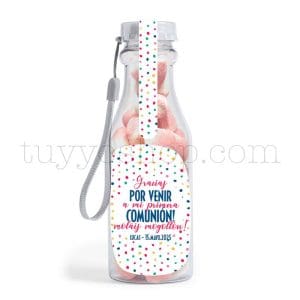 Botella reutilizable, llena de golosinas, personalizable, modelo Colors bote golosinas comunion colors besitos