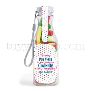 Botella reutilizable, llena de golosinas, personalizable, modelo Colors bote golosinas comunion colors brillo