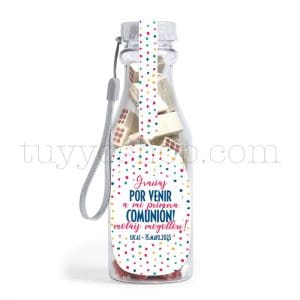 Botella reutilizable, llena de golosinas, personalizable, modelo Colors bote golosinas comunion colors ladrillo