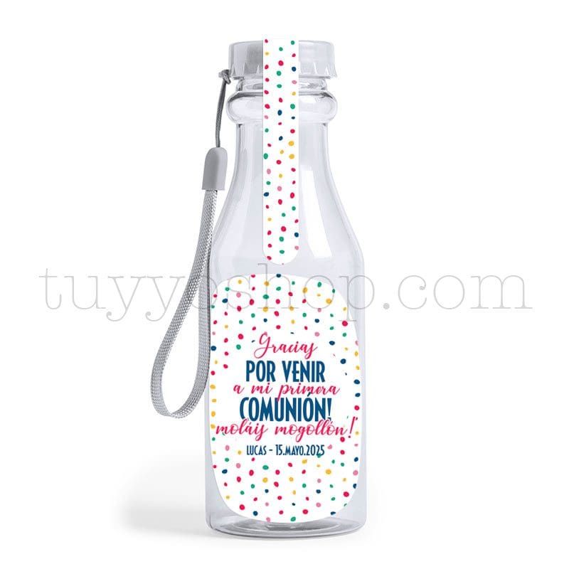 Botella reutilizable, llena de golosinas, personalizable, modelo Colors bote golosinas comunion colors vacia