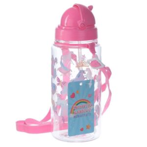 Botella de agua infantil, plástico, con pajita, unicornio, 450ml