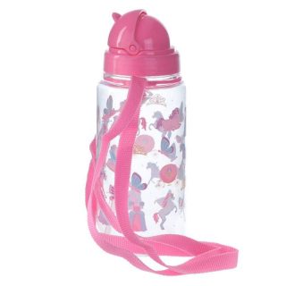 Botella de agua infantil, plástico, con pajita, unicornio, 450ml