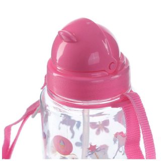 Botella de agua infantil, plástico, con pajita, unicornio, 450ml