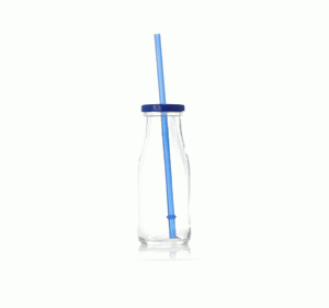 Botella de cristal con tapa y pajita. Modelo Basic. 4 colores.