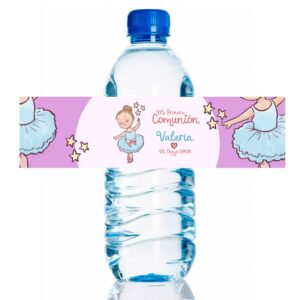 Etiqueta para personalizar botella de agua. Modelo Bailarina